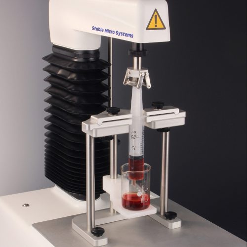 universal-spritzenhalter (a/usr) für den texture analyser zur aufnahme verschiedener spritzen und zur untersuchung der leichtgängigkeit von spritzen bei extraktion und aspiration.